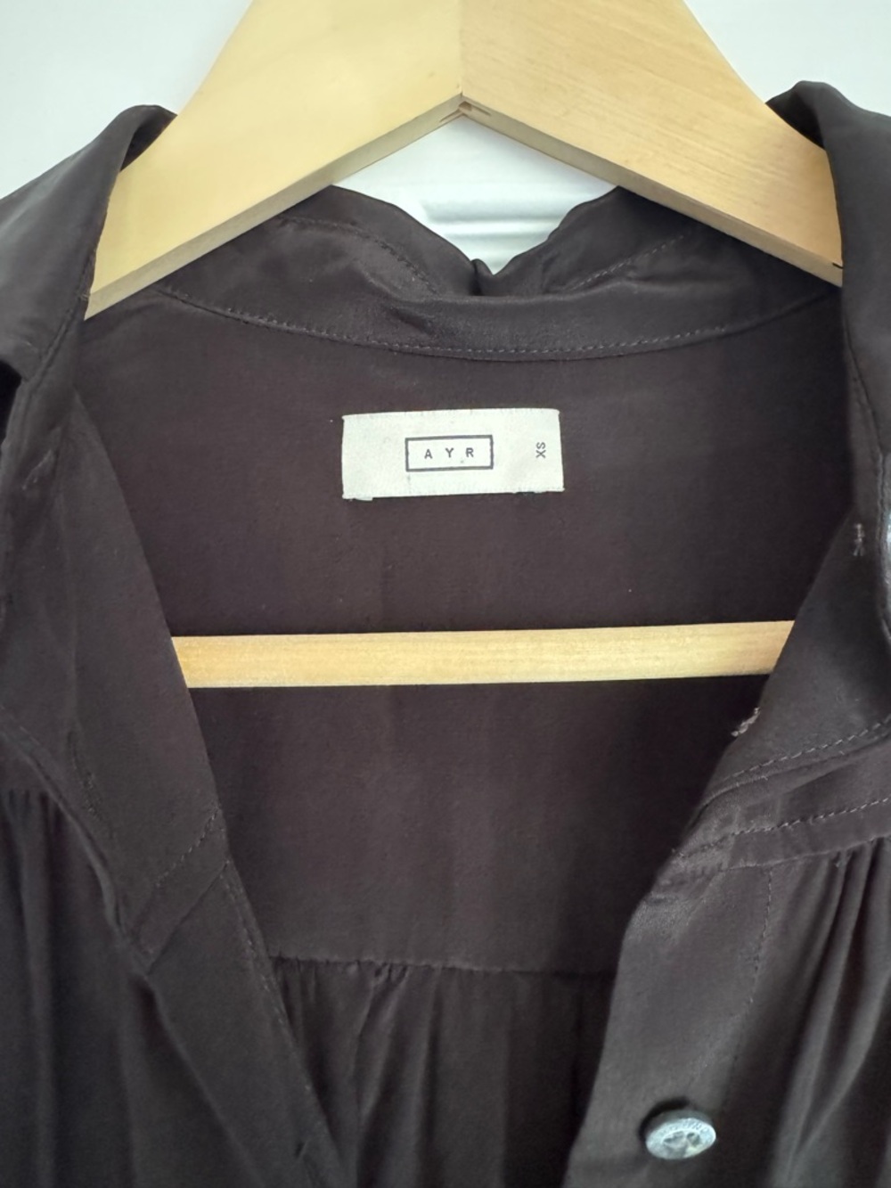 AYR Black Silk-Blend Button-Up Blouse - Picture 3 of 5